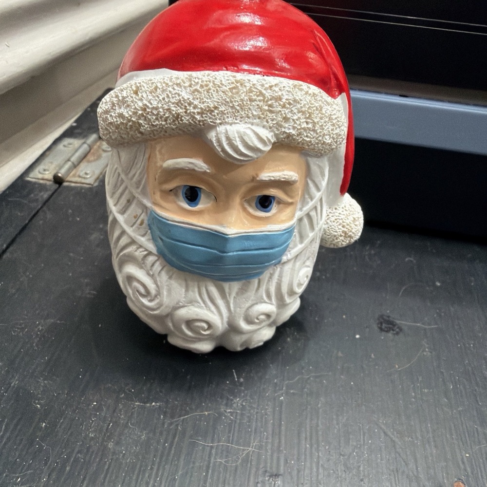 Santa Clause with Face Mask Christmas Ornament